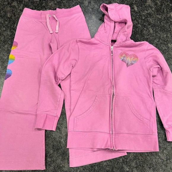 Girls Flowers by Zoe Beaded Hearts Sweatsuit Jacket & Pants...